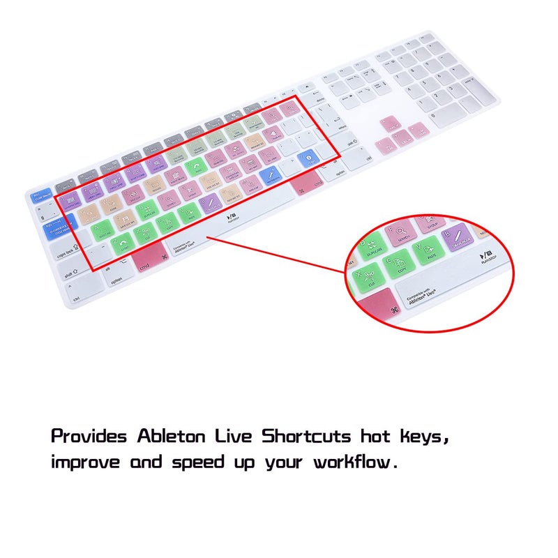HRH لجهاز iMac G6 MB110LL/B و MB110LL/A A1243 لوحة مفاتيح مع لوحة أرقام طباعة رقمية مع: اختصارات وظيفية لبرنامج Ableton Live مفاتيح ساخنة تصميم غطاء جلد سيليكون للوحة المفاتيح [تخطيط الولايات المتحدة/الاتحاد الأوروبي] - Image 4